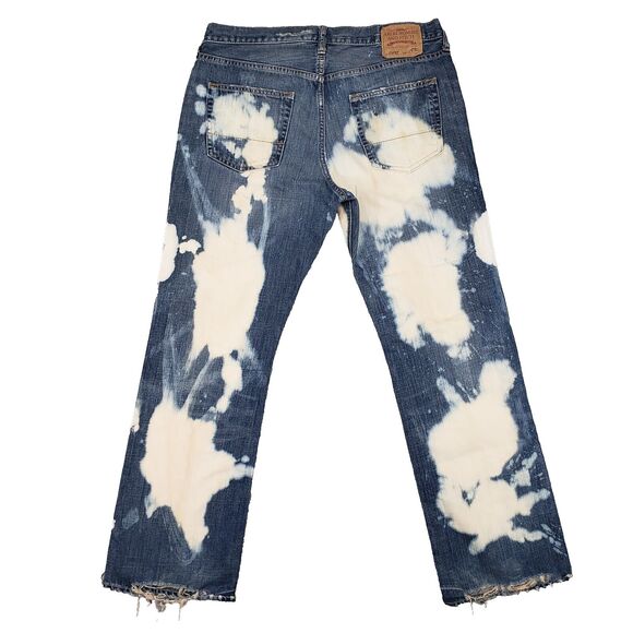 Vintage Abercrombie & Fitch Handcrafted Distressed Jeans Mens 34x32 Bleached y2k - Picture 2 of 9
